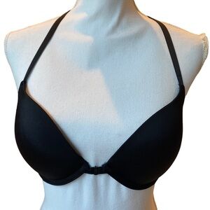 La Senza Obsession Bra Size 34C Black Lace Front Clasp Padded Push Up Sexy